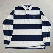 J- Vintage LL Bean Logo Striped Long Sleeve Rugby Shirt - L