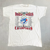 J- Vintage '93 Toronto Blue Jays World Series Back 2 Back Champions MLB Single Stitch Tee - XL