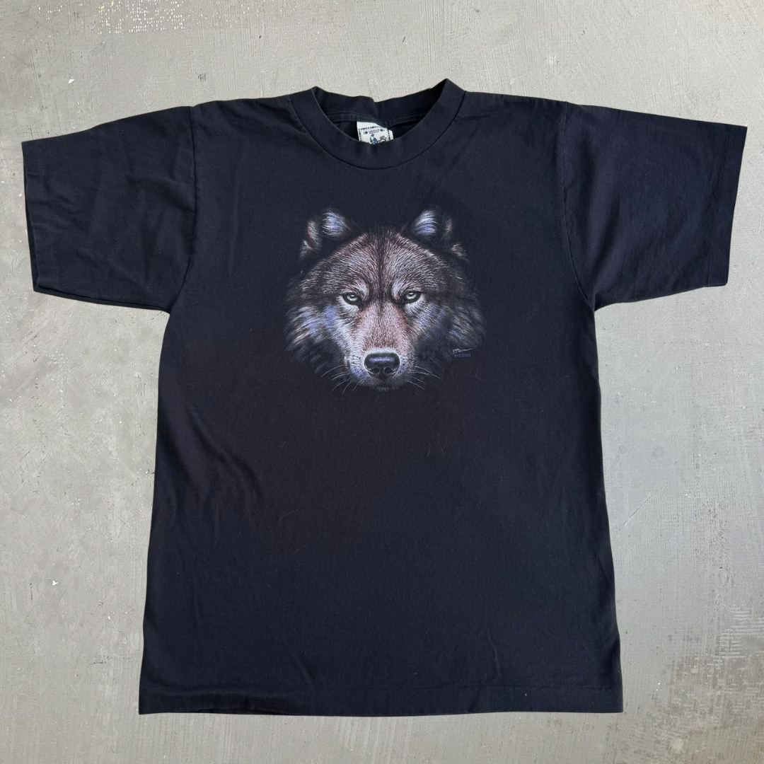 Vintage '00 Alore Wolf Graphic Made In USA Single Stitch Tee - M