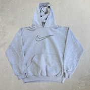 J- Vintage 90s Nike Embroidered Center Swoosh Grey Hoodie - M