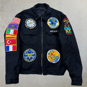 J- Vintage '90-91 US Navy USS Inchon Patches Zip Up Jacket - L