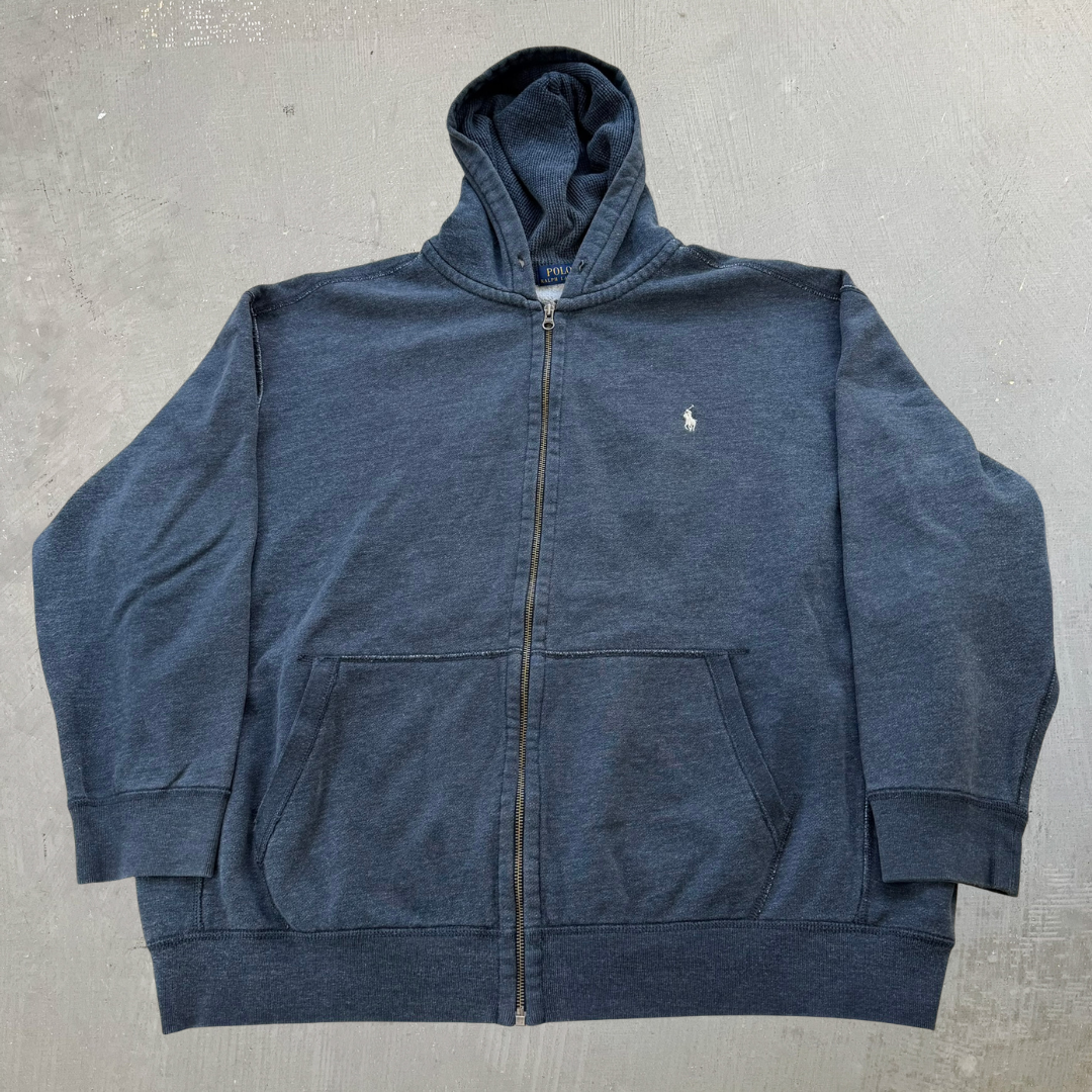 J- Vintage Polo RL Embroidered Logo Zip Up Hoodie - 3XL Big