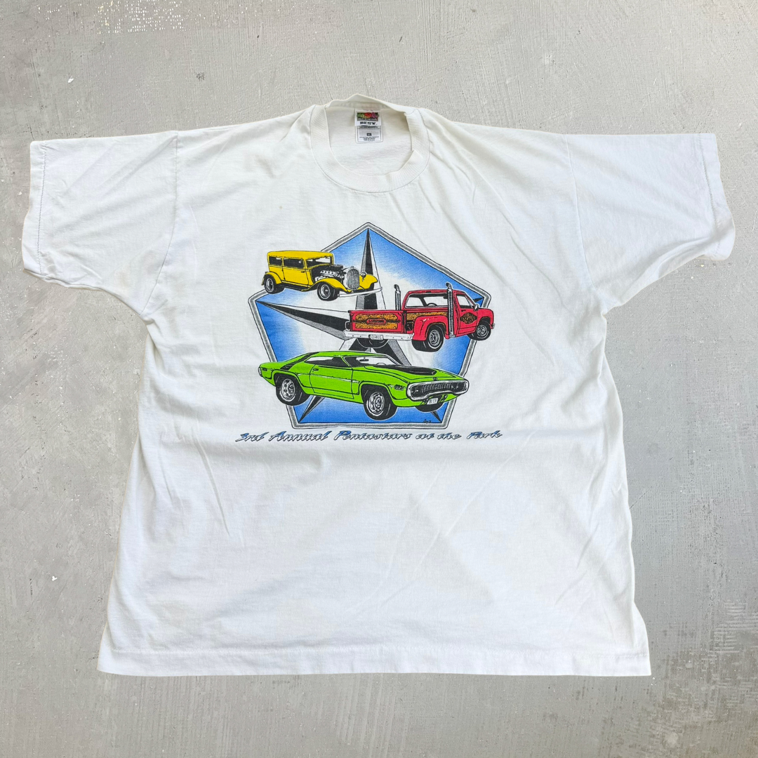 J- Vintage '96 3rd Annual Pentastars At The Park Car Graphic Single Stitch Tee - XL