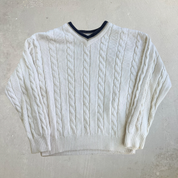 J- Vintage 90s Gap Beige Woven Knit Sweater - XL (fits M)