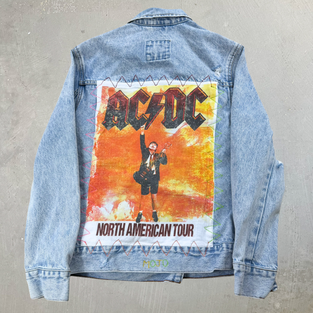 J- HOM AC/DC North American Tour Abercrombie Reworked Denim Jacket - XS