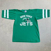 J- Vintage New York Jets NFL Graphic Made In USA Single Stitch Jersey Style Tee - XL (fits M)