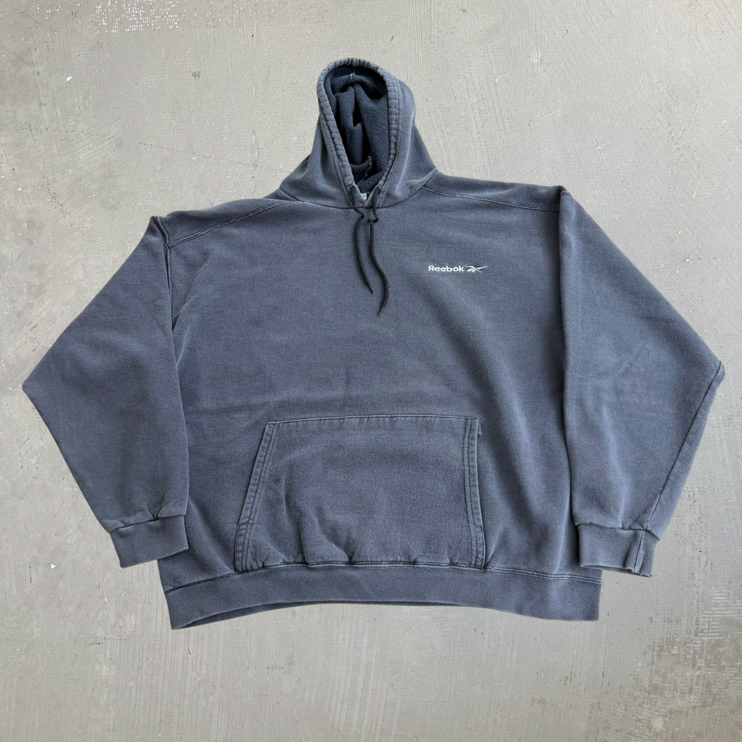 J- Vintage Reebok Made In USA Embroidered Logo & Text Hoodie - L