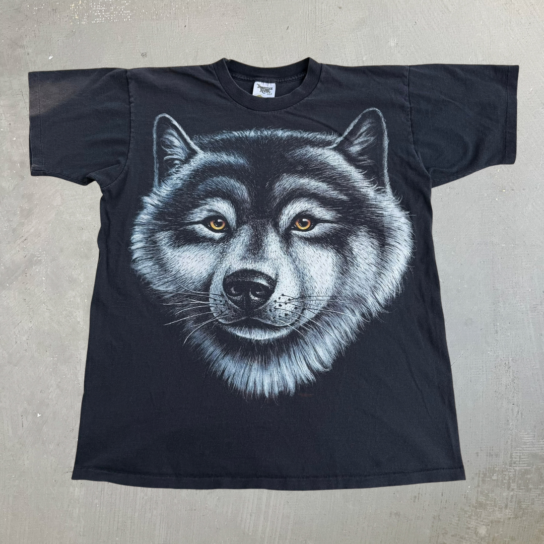 Vintage '95 Tennessee River Gold Wolf Jumbo Print Graphic Made In USA Single Stitch Tee - XL