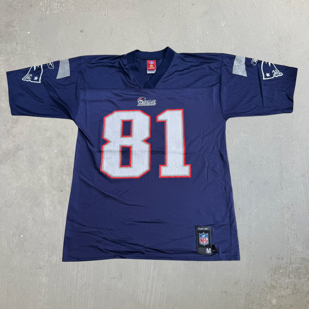 J- Vintage New England Patriots Randy Moss NFL Reebok Football Jersey - M