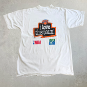 J- Vintage '95 New York Knicks NBA Sprite I Love This Team! Graphic Made In USA Single Stitch Tee - XL
