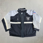 J- Vintage Oakland Raiders NFL Apex One Embroidered Logo Lightweight Zip Up Jacket - XL