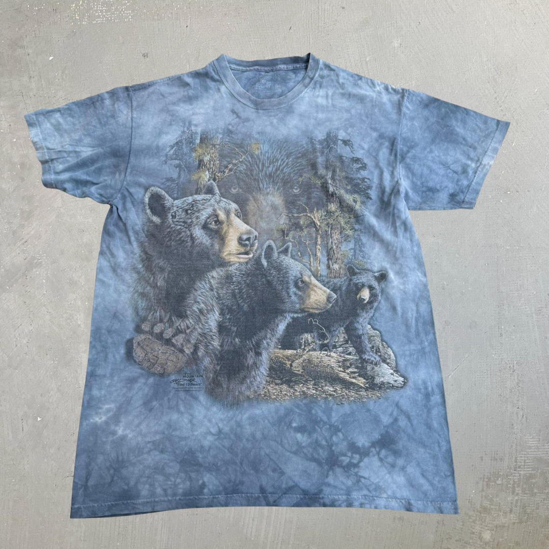 J- Vintage The Mountain Gardner Find 3 Bears Graphic Acid Wash Made In USA Tee - L