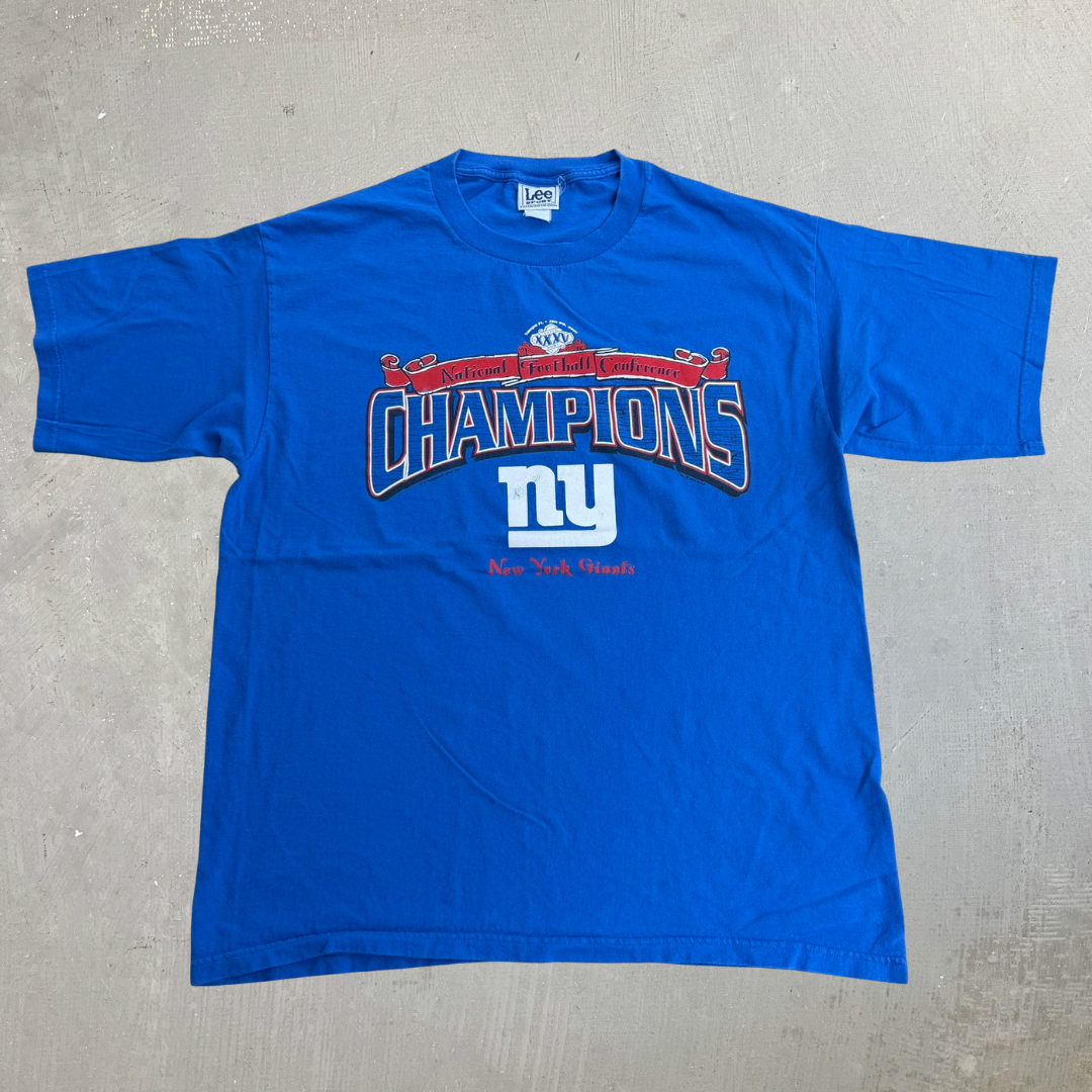 J- Vintage '01 New York Giants NFL NFC Champions Graphic Tee - XL