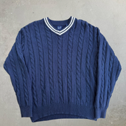 J- Vintage 90s Gap Navy Woven Knit Sweater - M