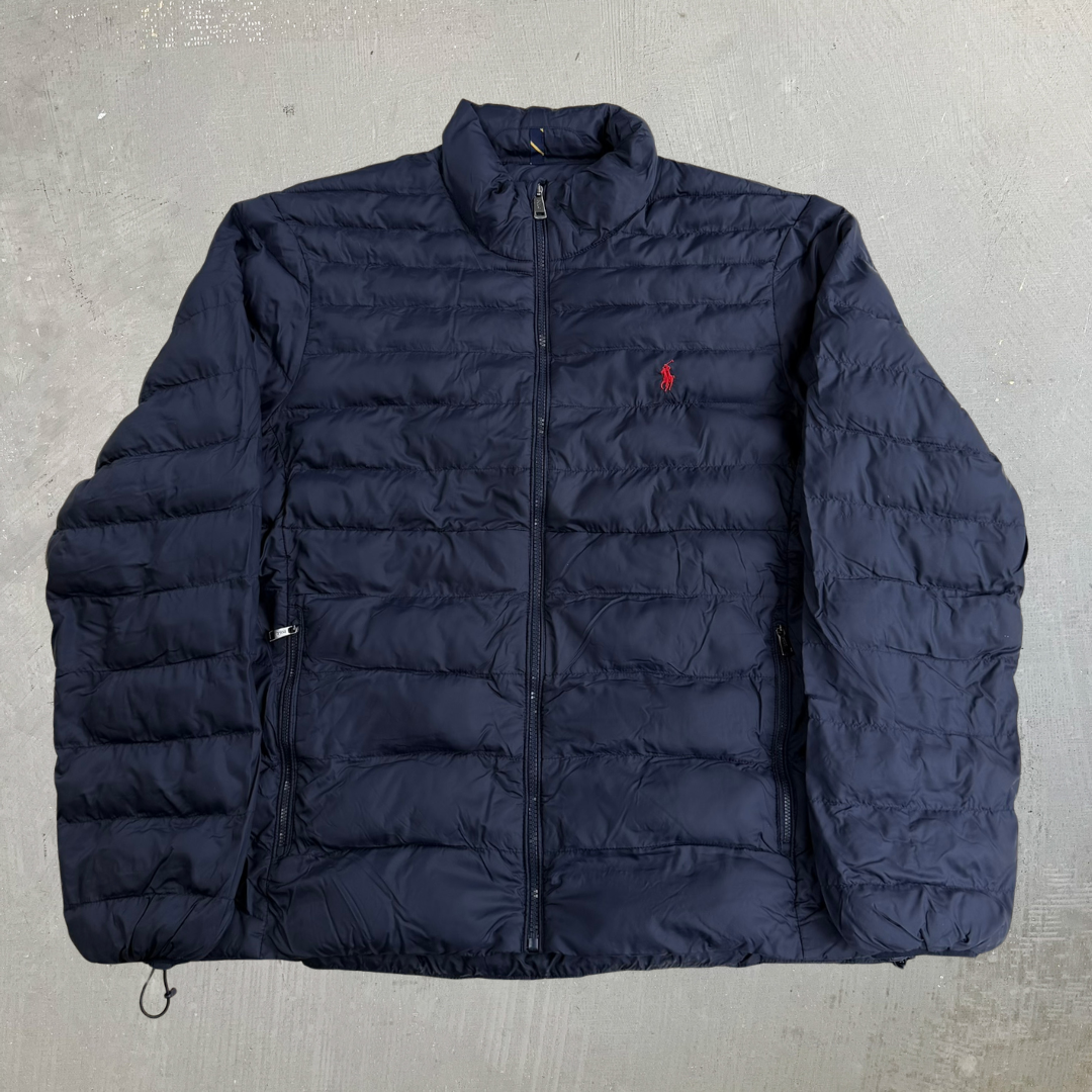 Vintage Polo RL Embroidered Logo Zip Up Puffer Winter Jacket - XL
