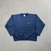 F- Vintage 90s Nike Embroidered Swoosh Navy Crewneck