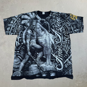 J- Vintage Playa Del Carmen Mexico Aztec All Over Print Graphic Tee - L