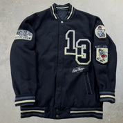 J- Vintage Lucky 13 Embroidered Text & Patches Varsity Jacket - L