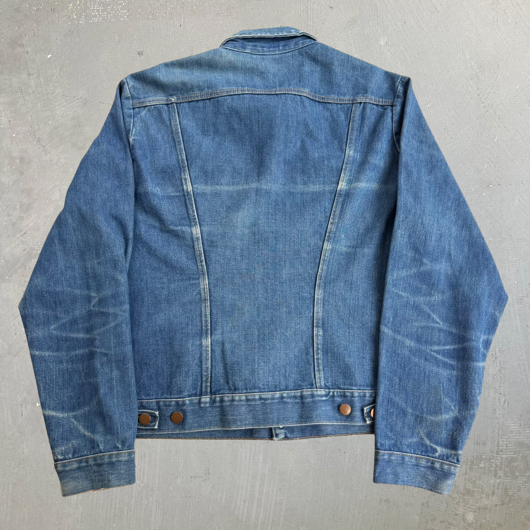 J- Vintage 70s Wrangler 4 Pockets Made In USA Denim Trucker Jacket - 46 Long (fits L)