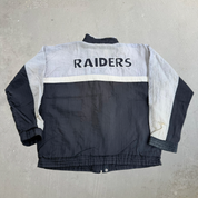 J- Vintage Oakland Raiders NFL Apex One Embroidered Logo Lightweight Zip Up Jacket - XL
