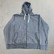 J- Vintage Polo RL Embroidered Logo Zip Up Hoodie - L