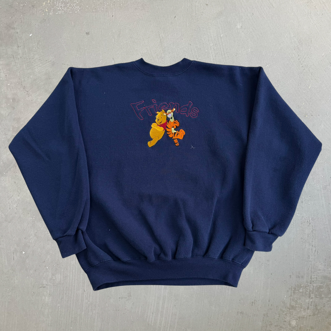 Vintage Disney Winnie The Pooh & Tigger Friends Embroidered Graphic Made In USA Crewneck - L