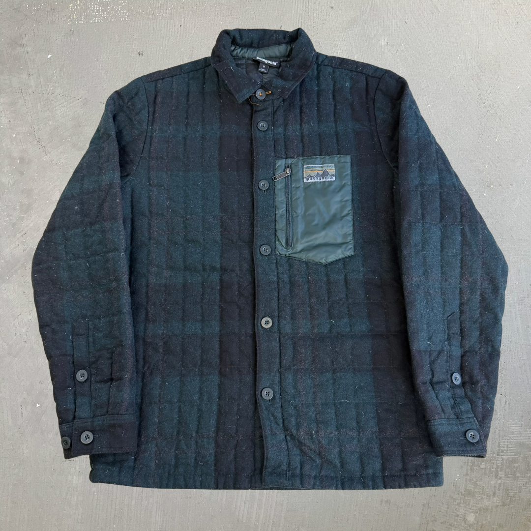 Vintage Patagonia Men's Wool Recycled Down Shirt Polar Fleece Jacket - M
