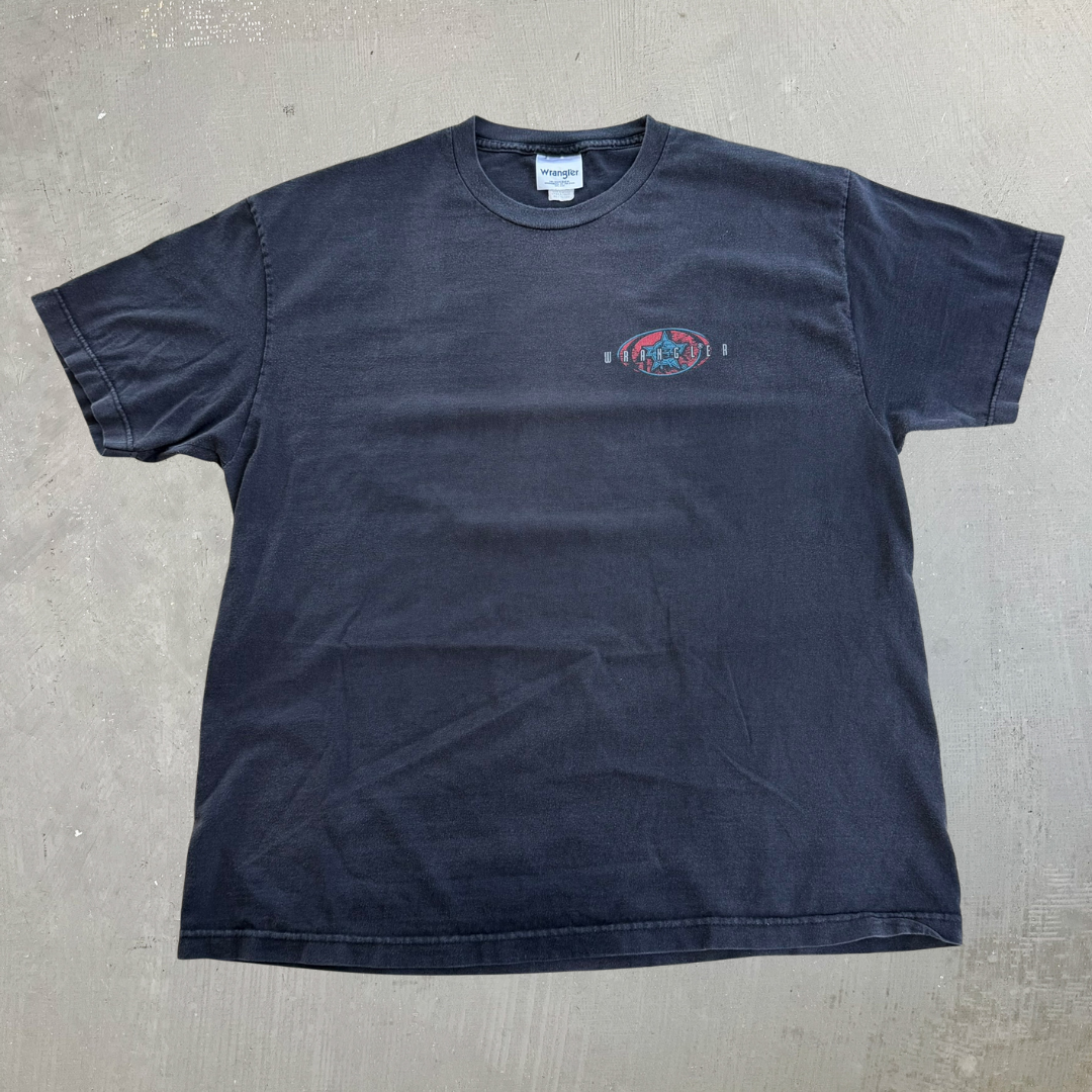 J- Vintage 90s Wrangler Professional Bull Rider Picture Graphic Tee - XL