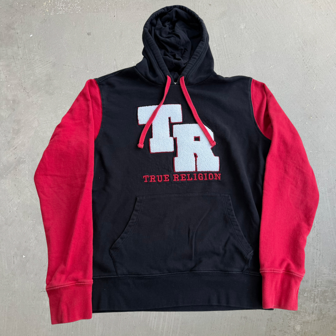 J- Vintage True Religion Embroidered Chenille Text Hoodie - L