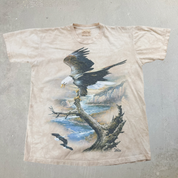 J- Vintage '00 The Mountain Eagle On Tree Branch Acid Wash Graphic Tee -  L