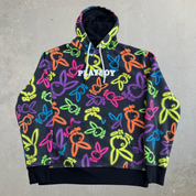 Playboy Puff Print Logo & All Over Print Bunny Hoodie - M