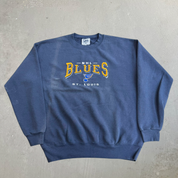 J- Vintage St Louis Blues NHL Lee Embroidered Logo Graphic Crewneck - L