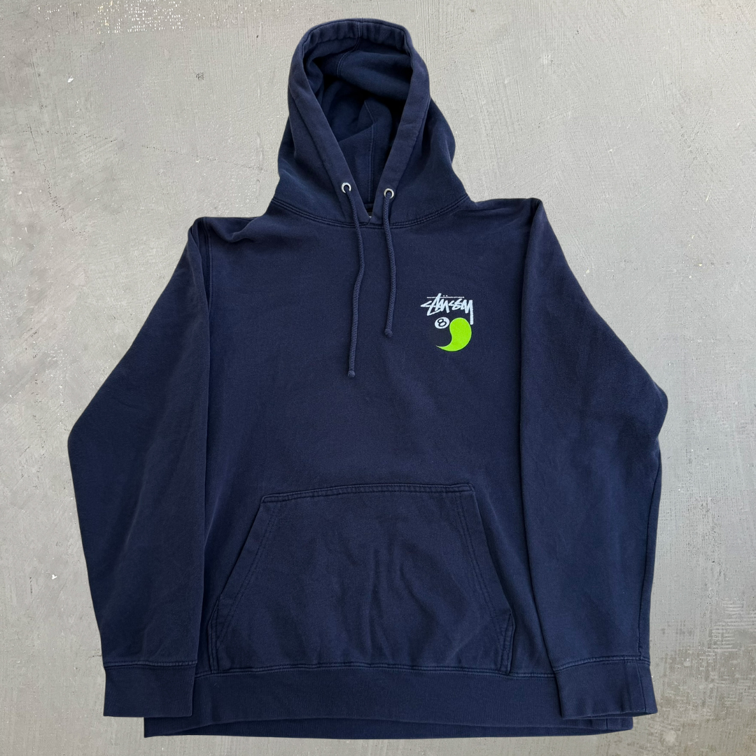 J- Vintage Stussy Ying Yang 8 Ball Graphic Made In USA Hoodie - L