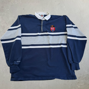J- Vintage Barbarian Rugbywear Canadian Pacific Embroidered Patch Long Sleeve Rugby Shirt - 3XL