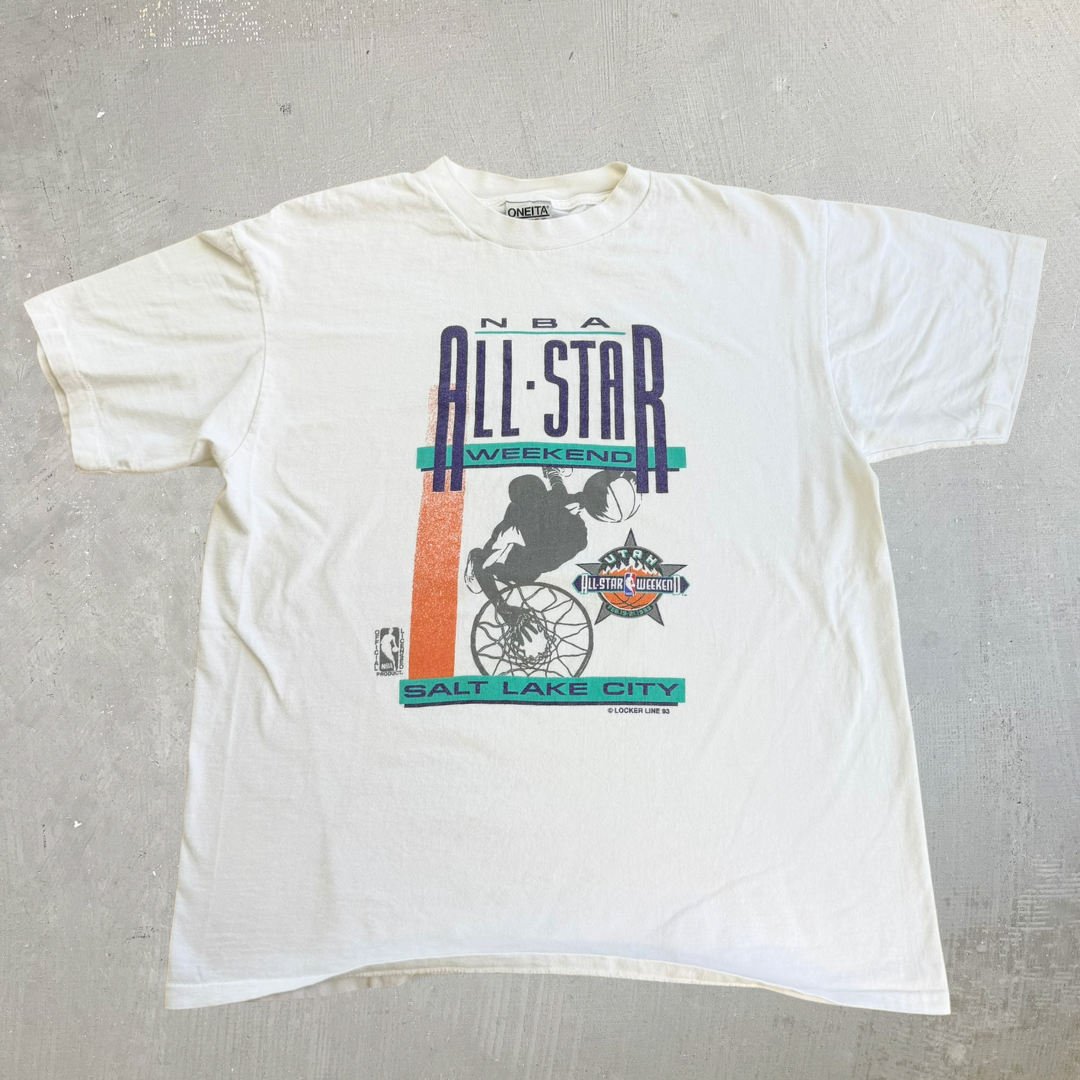 J- Vintage '93 NBA All Star Weekend Salt Lake City Graphic Single Stitch Tee - L