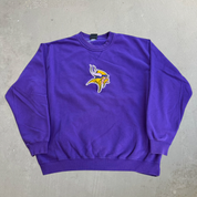 J- Vintage Minnesota Vikings NFL Embroidered Logo Crewneck - XL