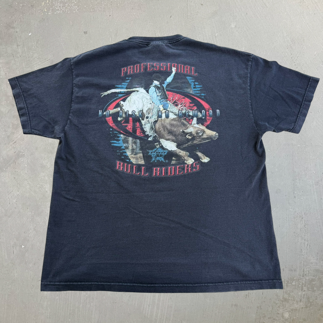 J- Vintage 90s Wrangler Professional Bull Rider Picture Graphic Tee - XL