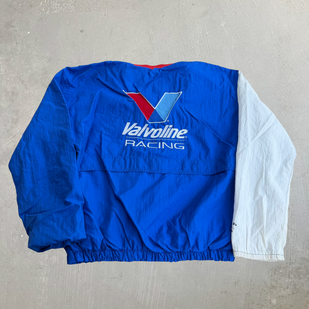 J- Vintage Nascar Valvoline Mark Martin Embroidered Text & Logo Lightweight Jacket - XL