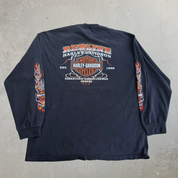 J- Vintage '08 Harley Davidson Saskatoon Flame Graphic Long Sleeve Tee - XL