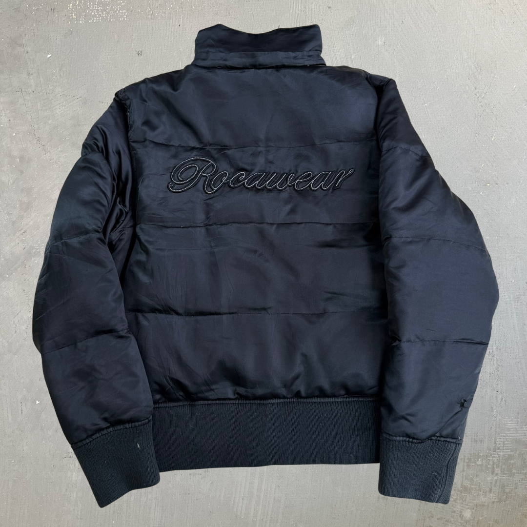 Vintage Women's Rocawear Embroidered Logo Zip Up Puffer Winter Jacket - Women's XL