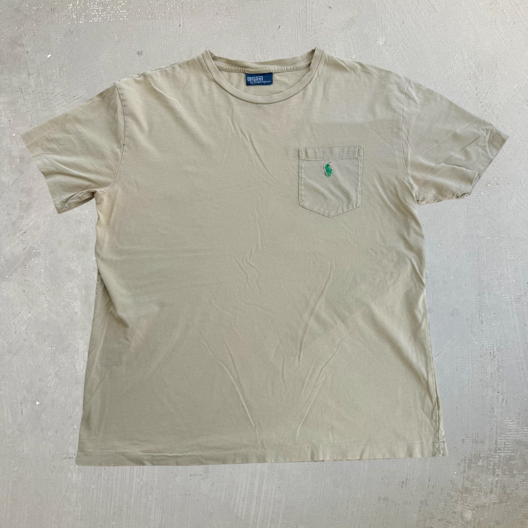 J- Vintage 90s Polo RL Embroidered Logo Single Stitch Pocket Tee - L
