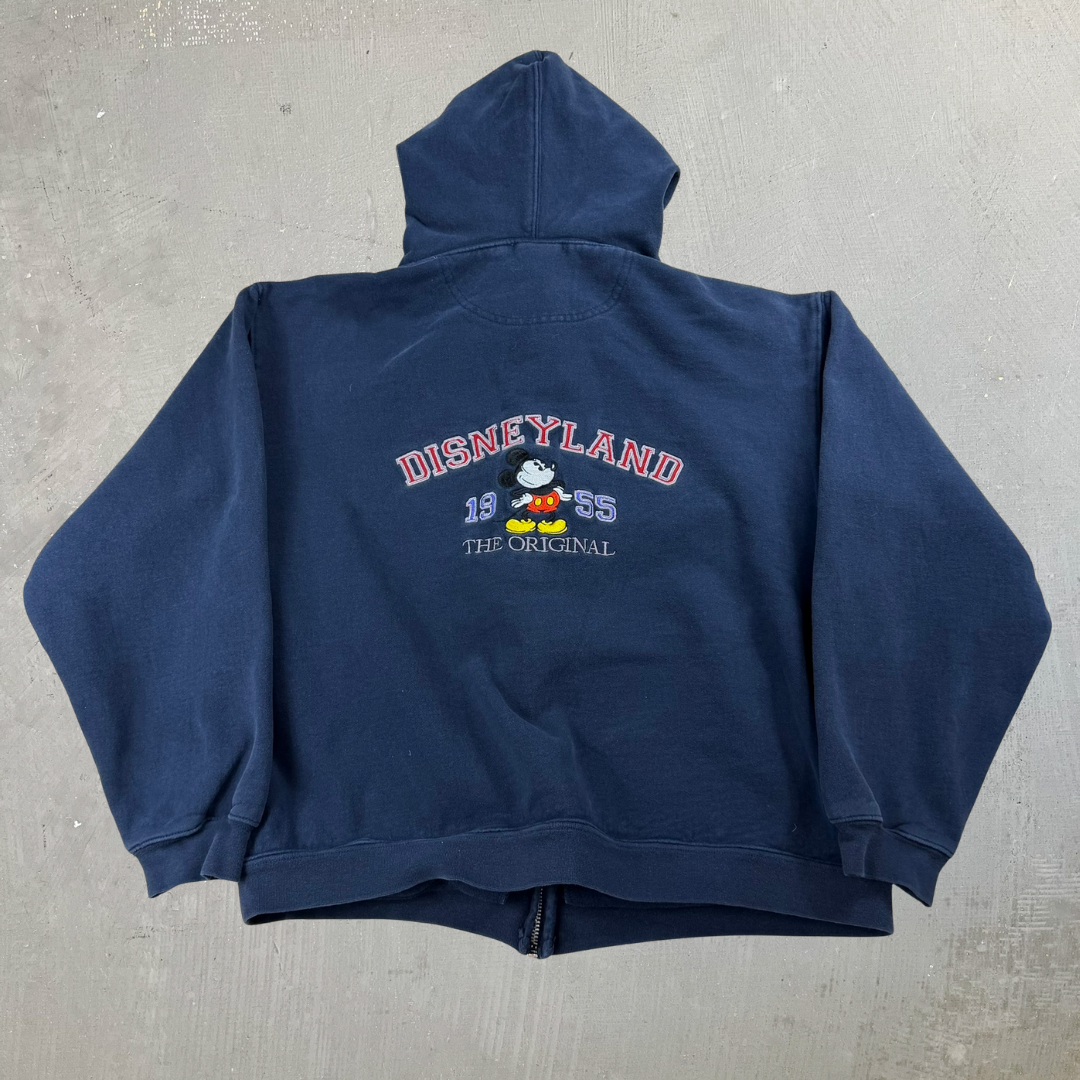 J- Vintage Disney Disneyland Embroidered Text & Mickey Zip Up Hoodie - XL