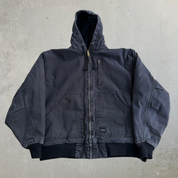 J- Vintage Walls Faded Black Canvas Hooded Work Jacket - L