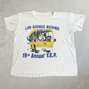 J- Vintage 90s Lion Business Machine Banff Or Bust Graphic Single Stitch Tee - XL