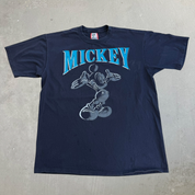 J- Vintage Disney Mickey Mouse Text & Graphic Made In USA Tee - XL