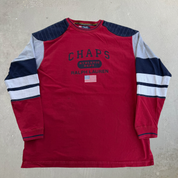 J- Vintage Ralph Lauren Chaps Athletic Dept. Text Long Sleeve Tee - L