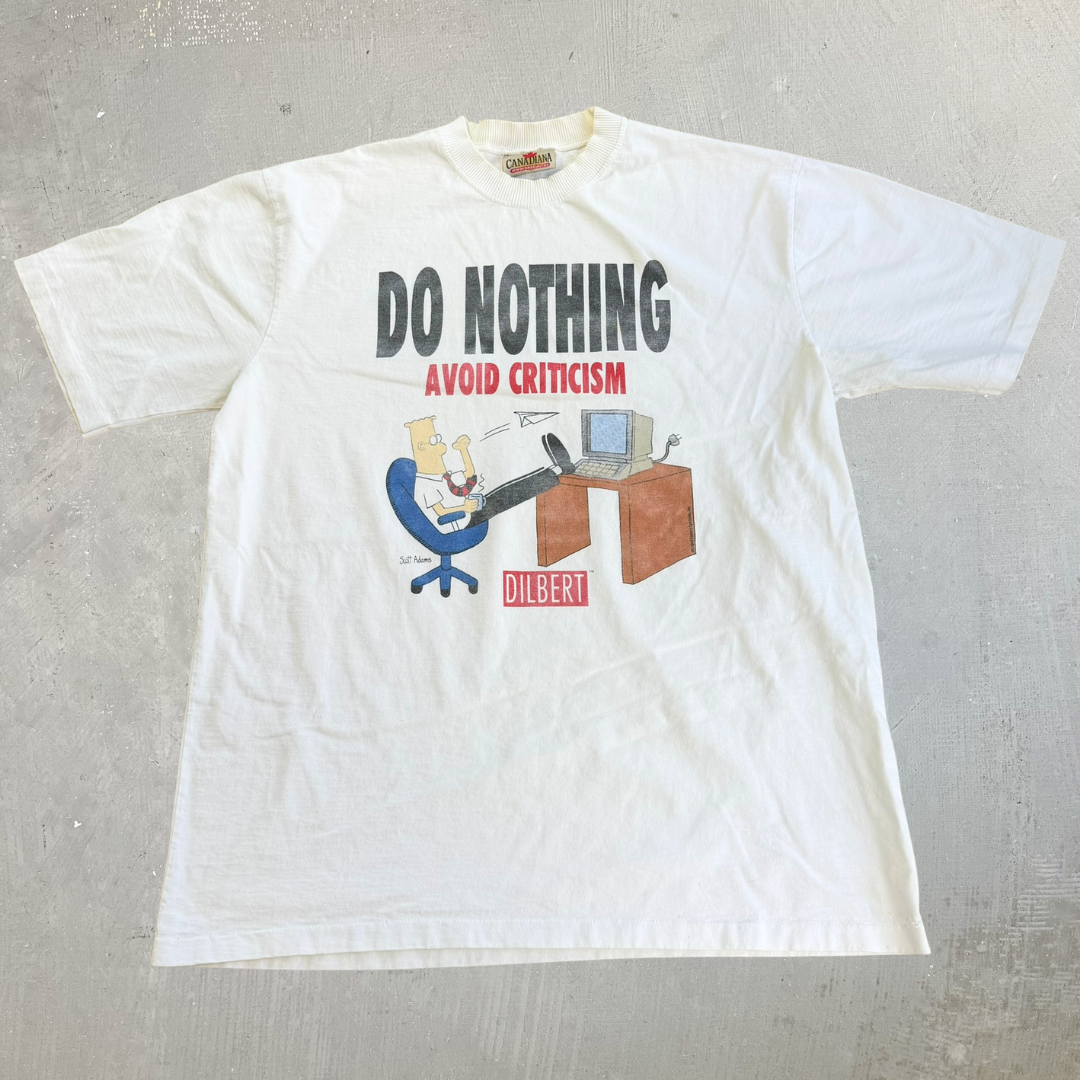J- Vintage 90s Dilbert Do Nothing Avoid Criticism Graphic Single Stitch Tee - XL
