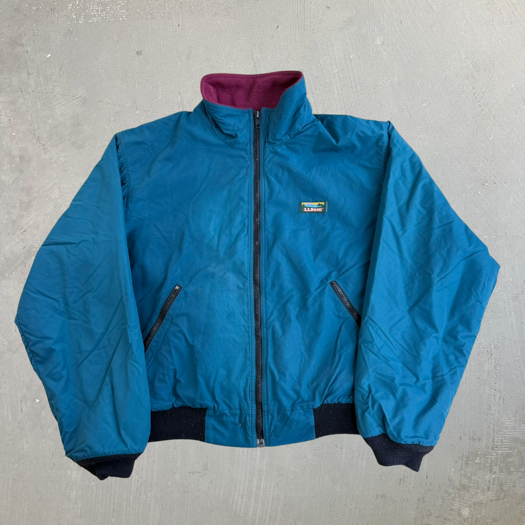 Vintage LL Bean Made In USA Polar Fleece Lined Zip Up Jacket - M