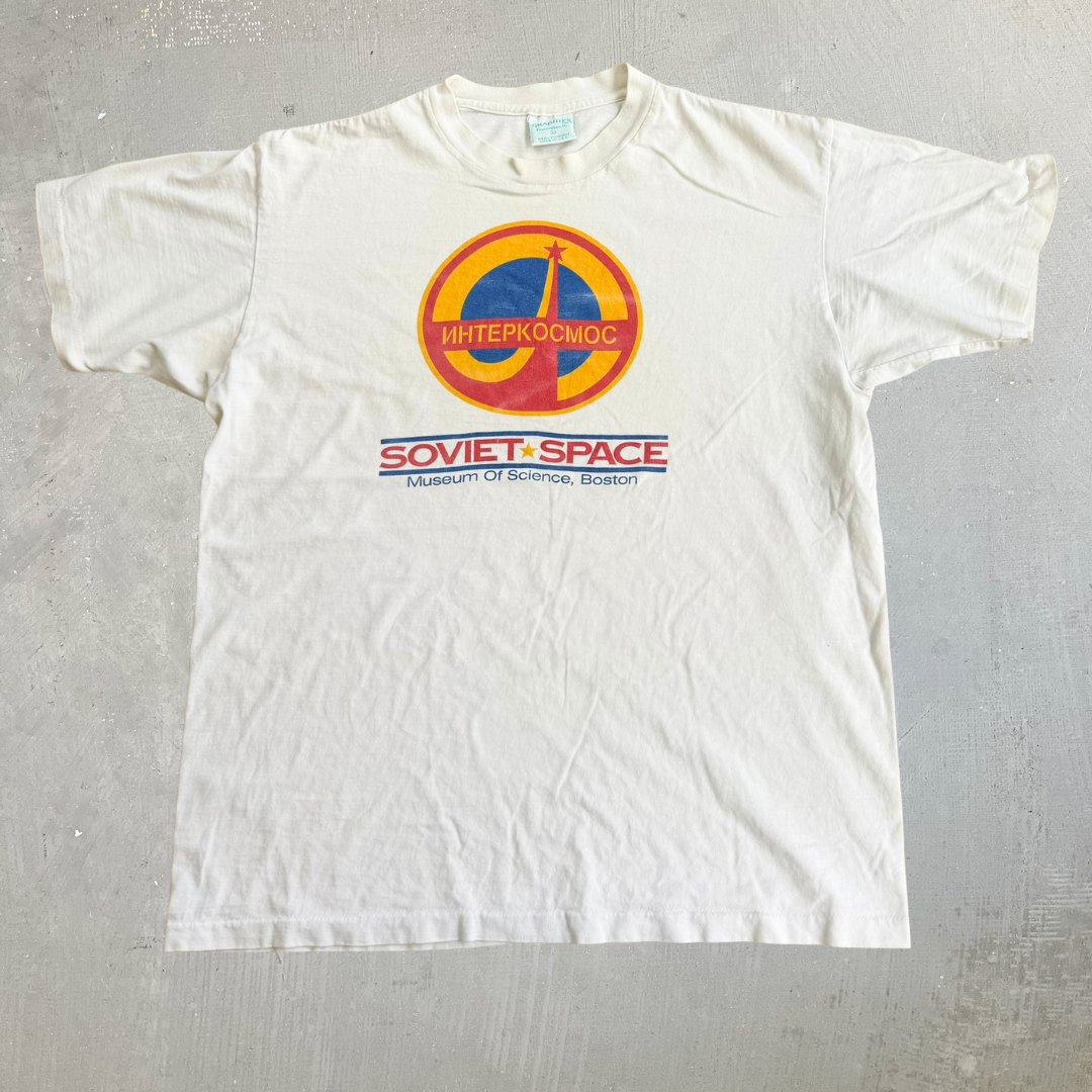 J- Vintage 90s Soviet Space Boston Museum Of Science Graphic Made In USA Single Stitch Tee - XL