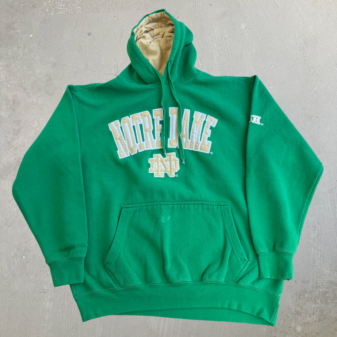 J- Vintage University Of Notre Dame Fighting Irish Puff Print Text Hoodie - XL